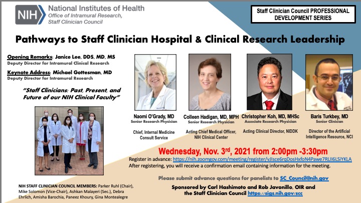 Pathways to Staff Clinician Hospital & Clinical Research Leadership. Nov 3, 2021.
